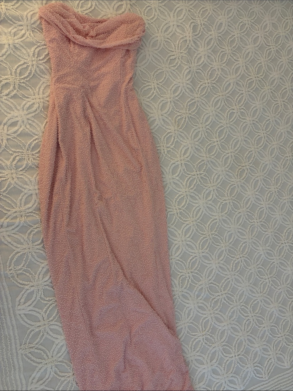 Oh Polly Blush Strapless Embellished Maxi Dress